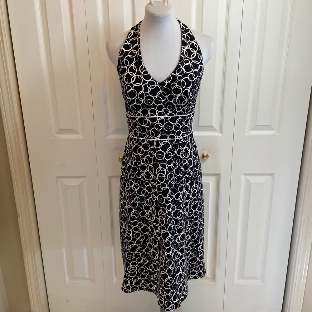 AB Studio Geometric Fit & Flare Halter Dress sz 6